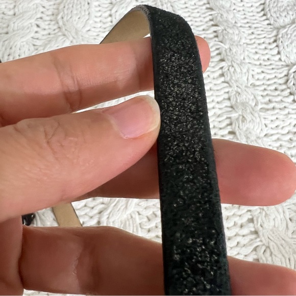 J. Crew Speckled Metallic Leather Nubuck Belt Black Size S - Picture 3 of 7